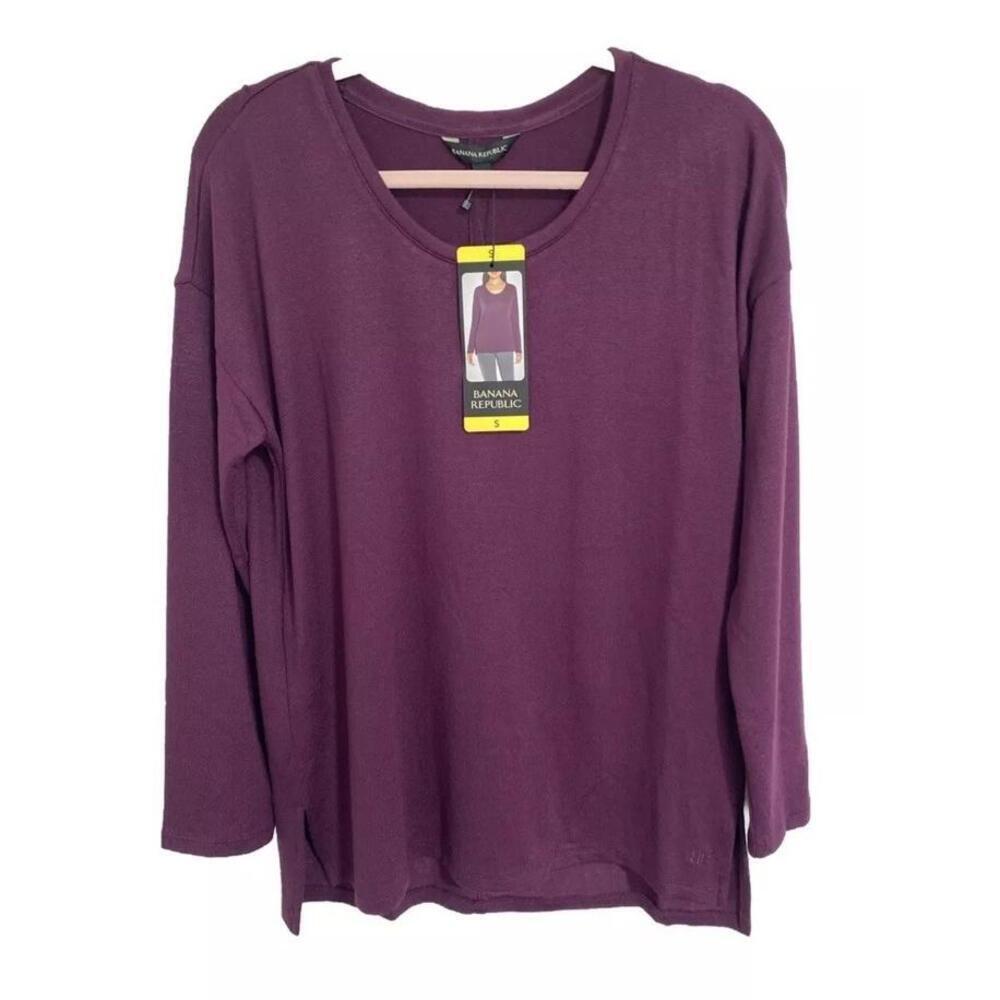 Banana Republic Scoop Neck Long Sleeve Top, Women's Size S, Purple NEW A12